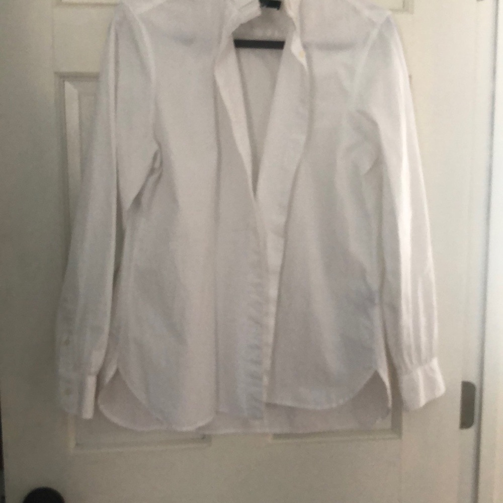 Ralph Lauren Classic White Button-Up Shirt high neck